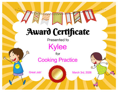 A printable kids' award certificate